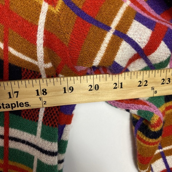 Moth Anthropologie Plaid Belted Open Knit Cardigan Sweater Multicolor Size L - Picture 9 of 10